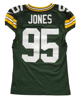 2013 Datone Jones Game Worn Green Bay Packers Home Breast Cancer Awareness Jersey (PSA/DNA)
